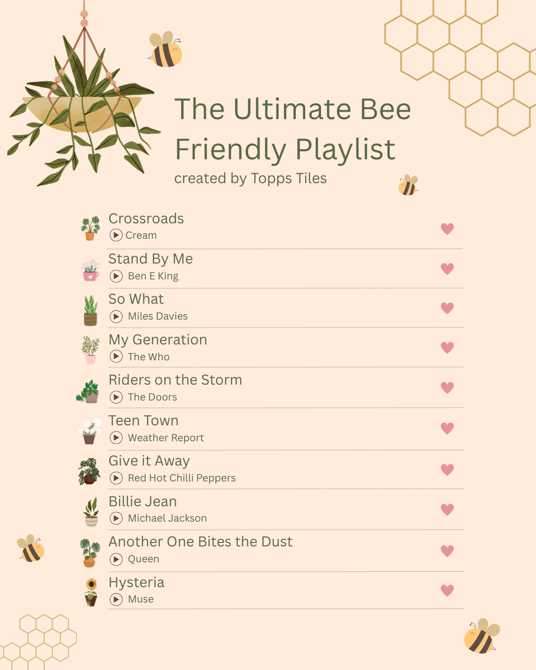 A list of songs that are 'Bee' Friendly