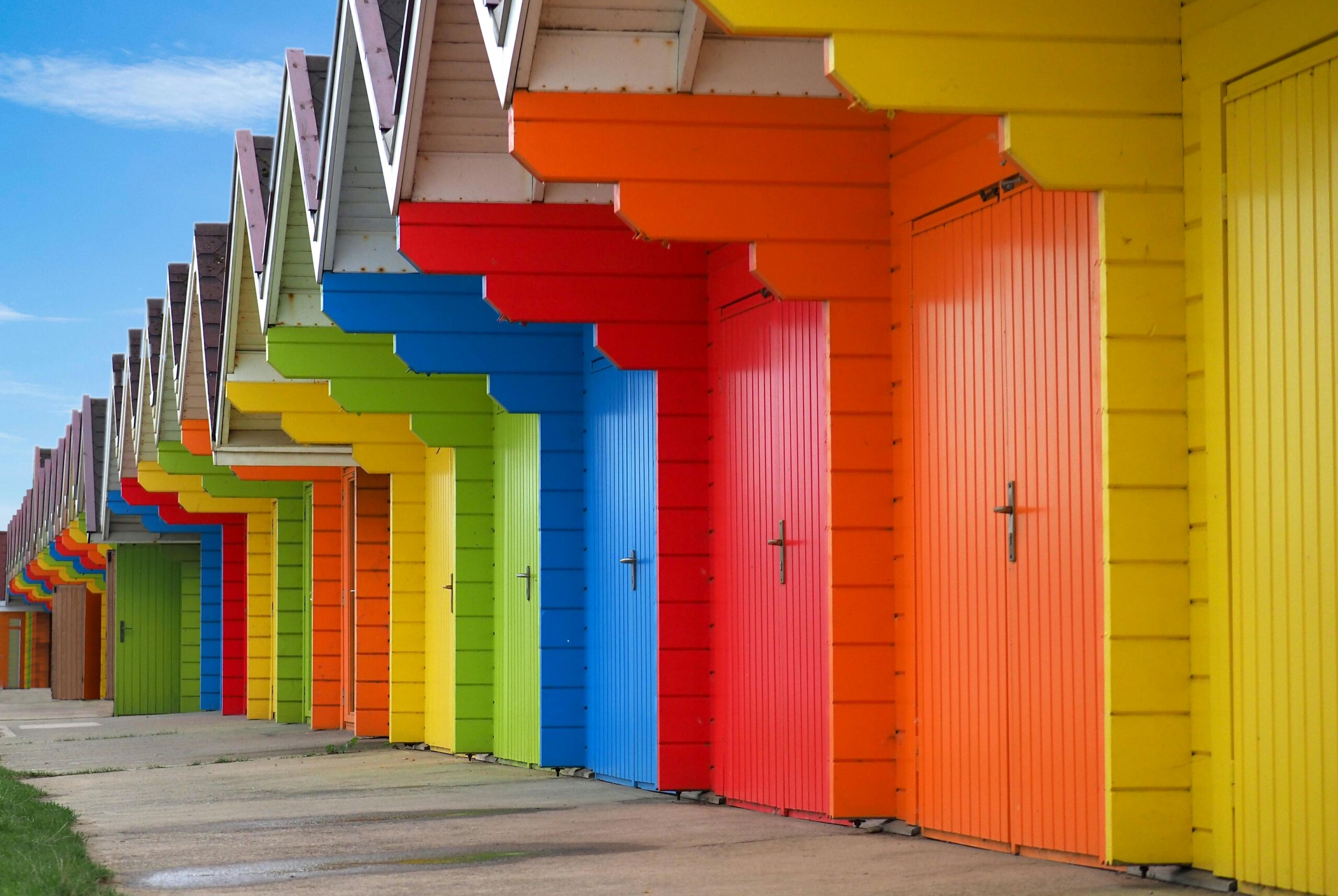 Colourful doors on beach