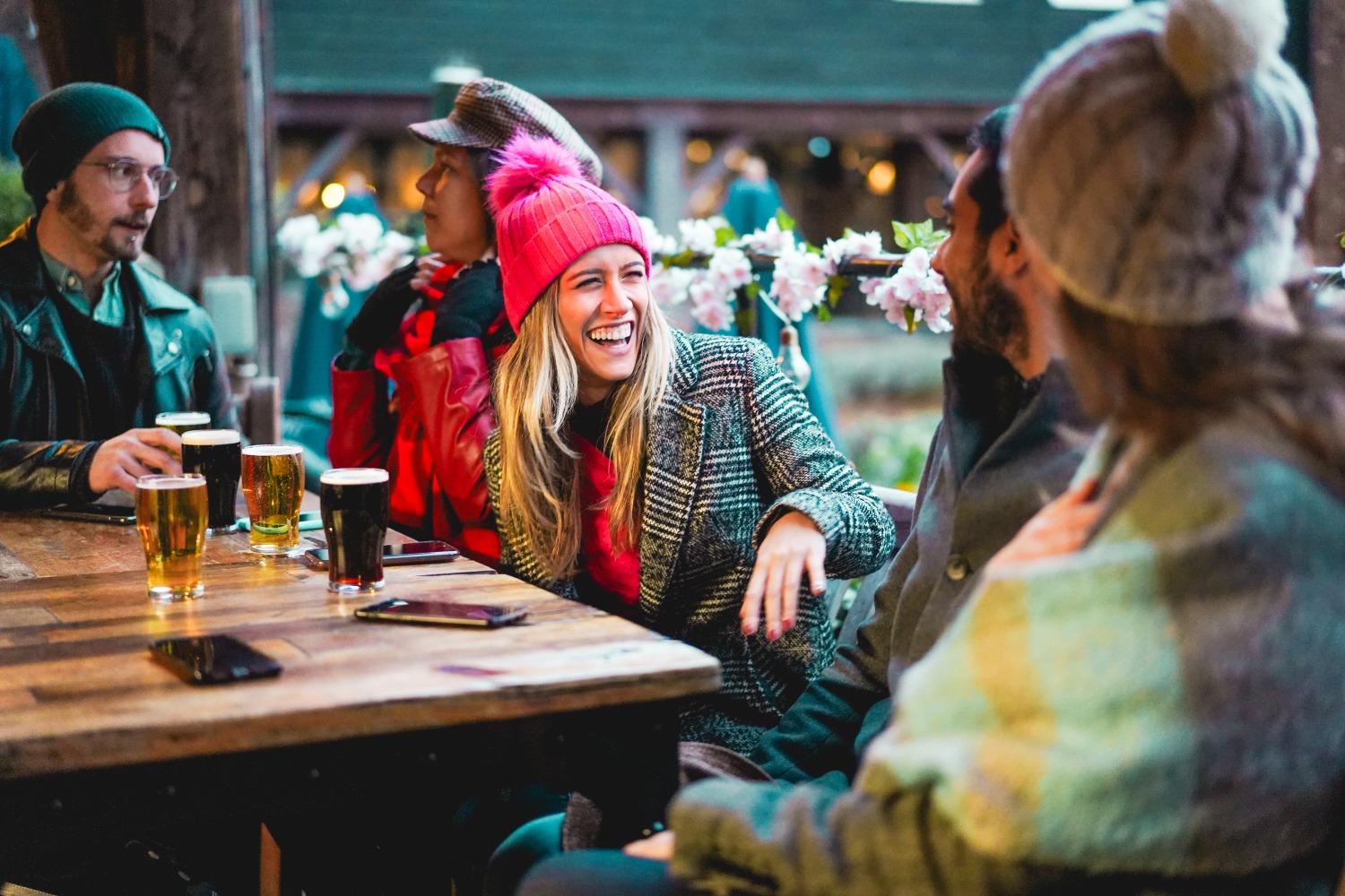 People having a jolly time over a pint